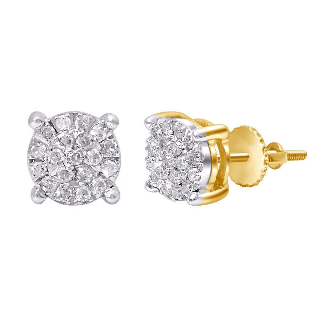 10 Karat Yellow Gold 0.15 Carat Diamonds Classic Round Earrings-0120403-YG