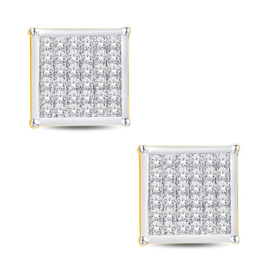 10 Karat Yellow Gold 0.10 Carat Diamonds Square Earrings-0124102-YG