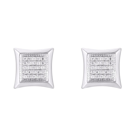 10 Karat White Gold 0.25 Carat Diamonds Square Earrings-0124204-WG