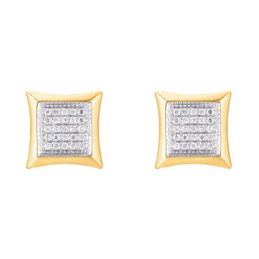 10 Karat Yellow Gold 0.33 Carat Diamonds Square Earrings-0124205-YG