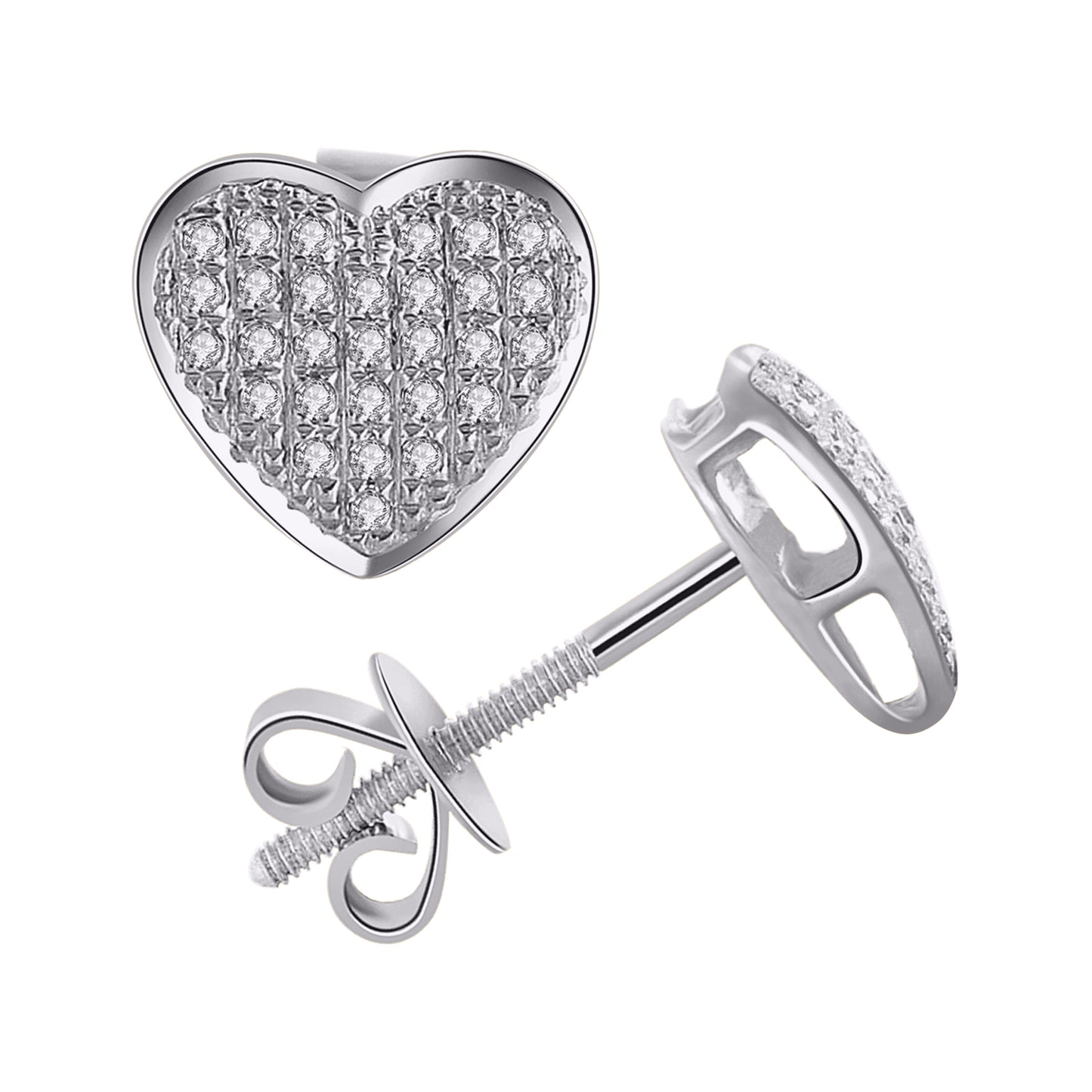 10 Karat White Gold 0.15 Carat Diamonds Heart Earrings-0124303-WG