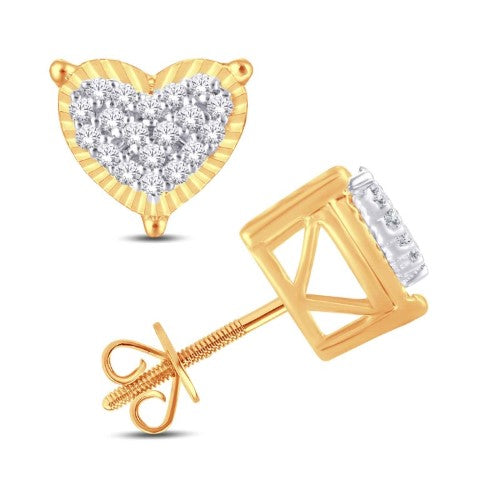 10 Karat Yellow Gold 0.11 Carat Diamonds Heart Earrings-0125732-YG
