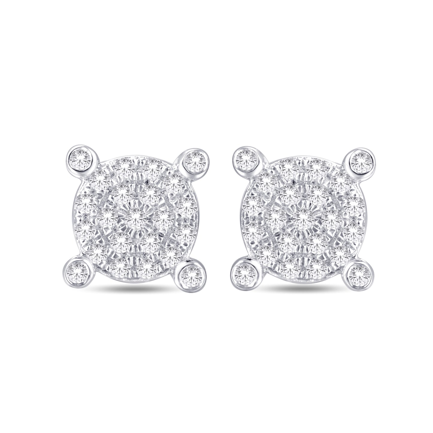 10 Karat White Gold 0.15 Carat Diamonds Round Earrings-0125849-WG