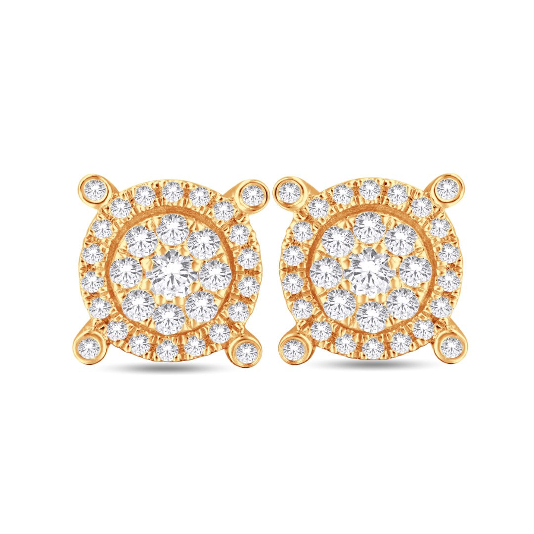 10 Karat All Yellow Gold 0.35 Carat Diamonds Round Stud Earrings-0125946-ALY