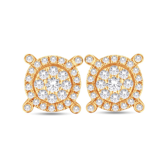 10 Karat All Yellow Gold 0.35 Carat Diamonds Round Stud Earrings-0125946-ALY