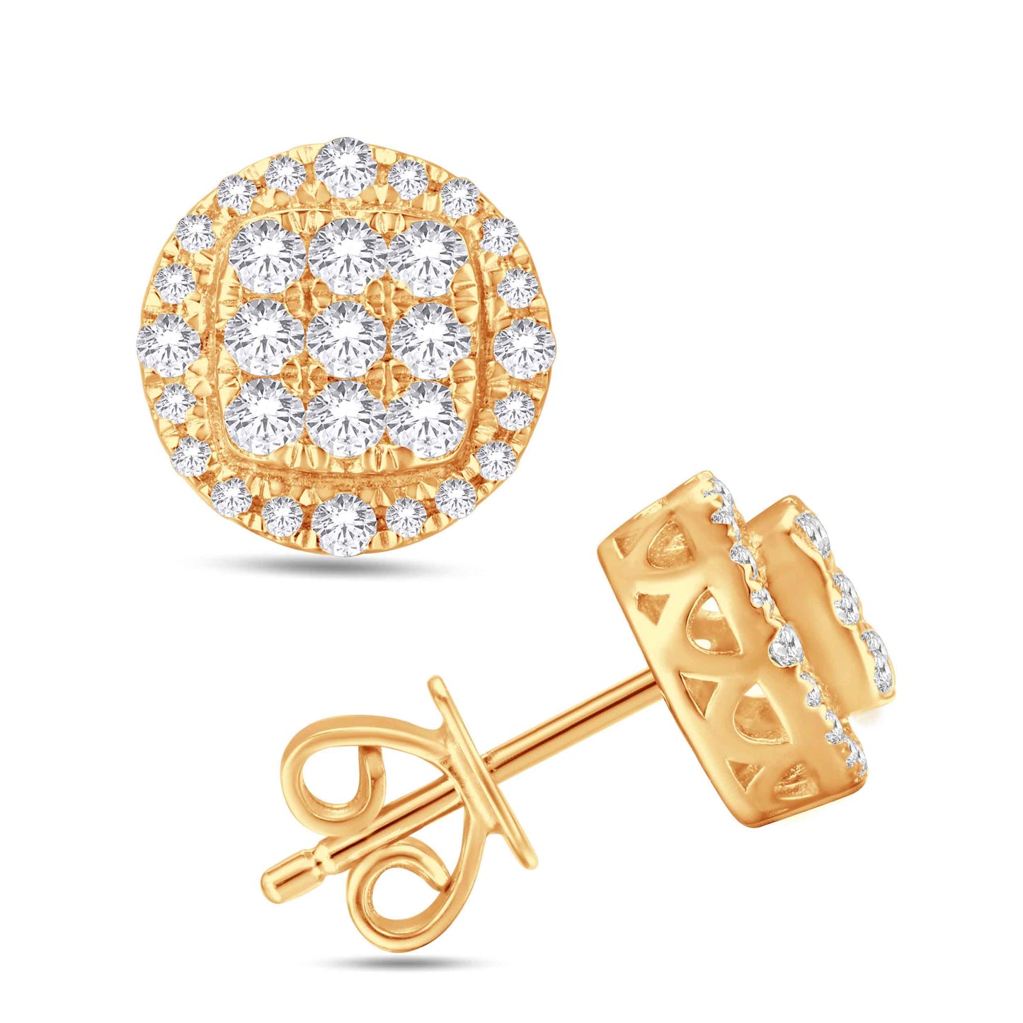 10 Karat All Yellow Gold 0.46 Carat Diamonds Round Earrings-0125976-ALY