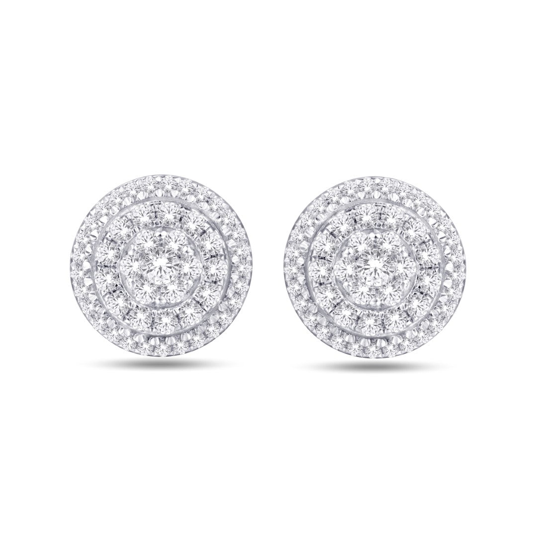 10 Karat White Gold 0.71 Carat Diamonds Round Earrings-0125993-WG