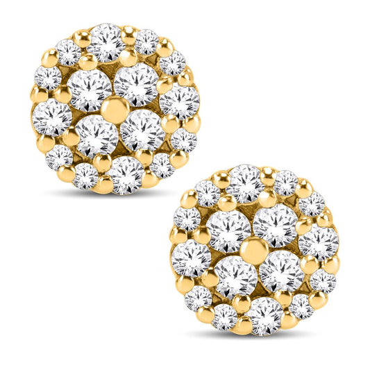 10 Karat All Yellow Gold 0.50 Carat Diamonds Round Earrings-0126214-ALY-10 KT