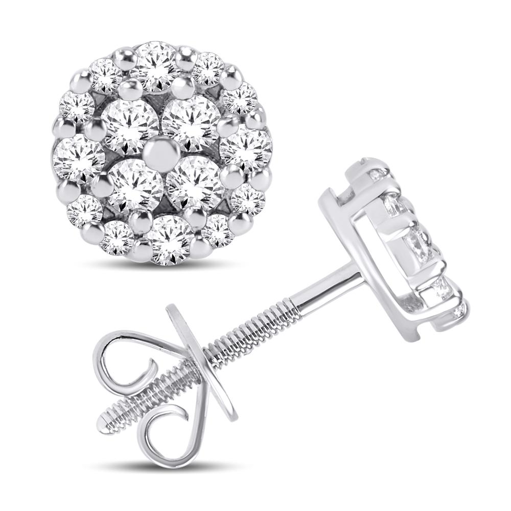 10 Karat White Gold 0.50 Carat Diamonds Round Earrings-0126214-WG-10 KT