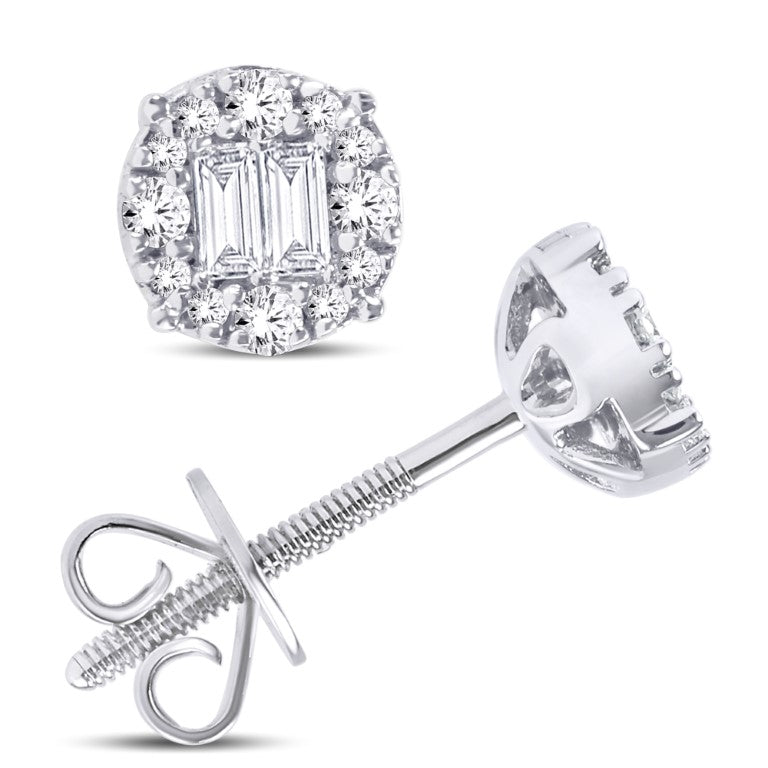 14 Karat White Gold 0.25 Carat Diamonds Round Earrings-0126218-WG