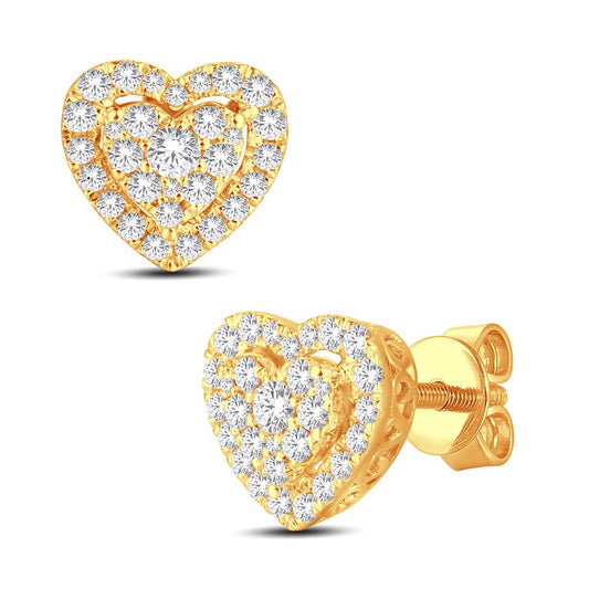 10 Karat All Yellow Gold 0.50 Carat Diamonds Heart Earrings-0126812-ALY