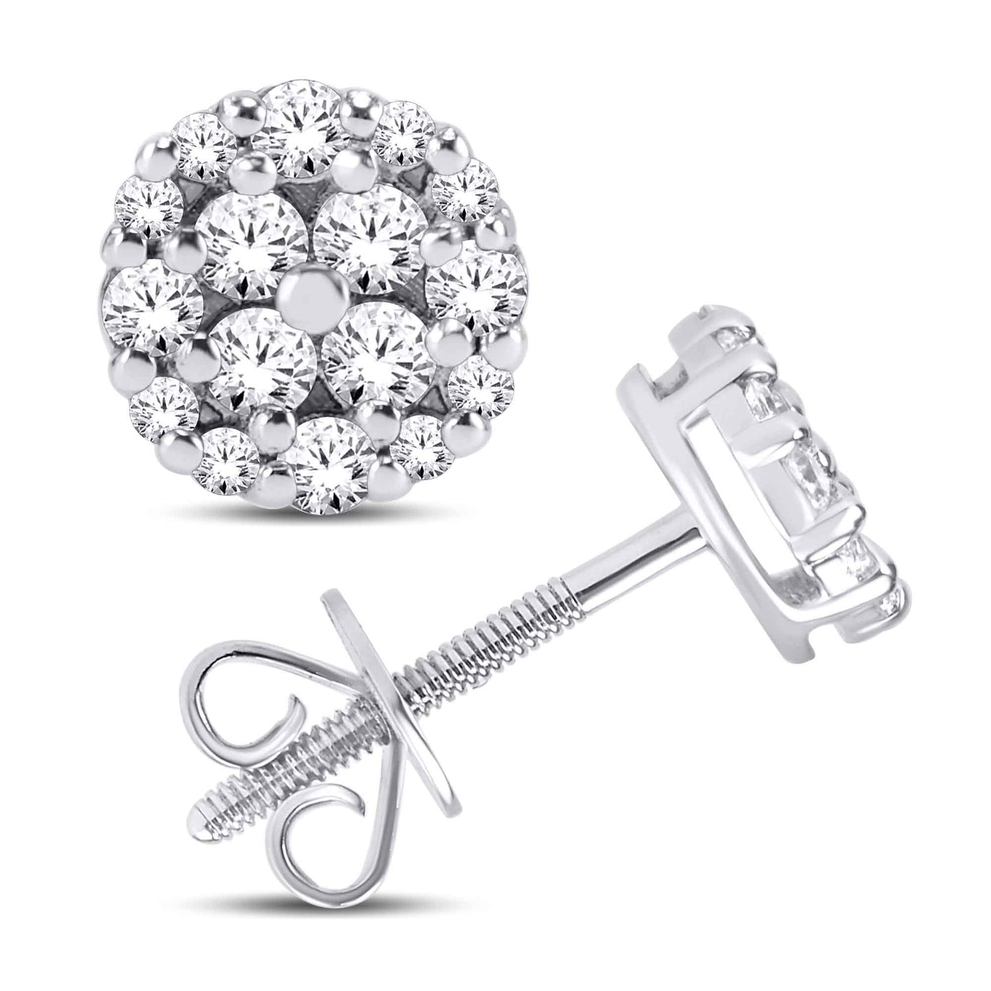 14 Karat White Gold 0.25 Carat Diamonds Round Earrings-0128081-WG