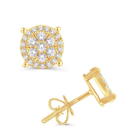 14 Karat All Yellow Gold 0.33 Carat Diamonds Round Earrings-0128091-ALY