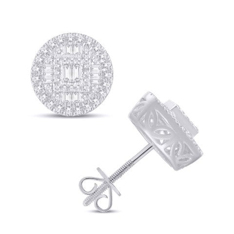 14 Karat White Gold 0.70 Carat Diamonds Round Earrings-0128192-WG