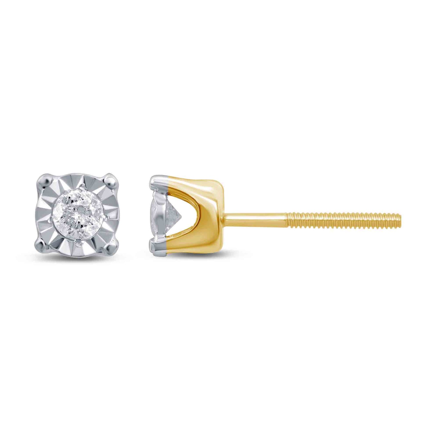 10 Karat Yellow Gold 0.15 Carat Diamonds Round Earrings-0129052-YG