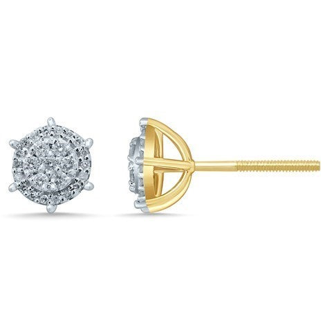 10 Karat Yellow Gold 0.25 Carat Diamonds Round Earrings-0129933-YG