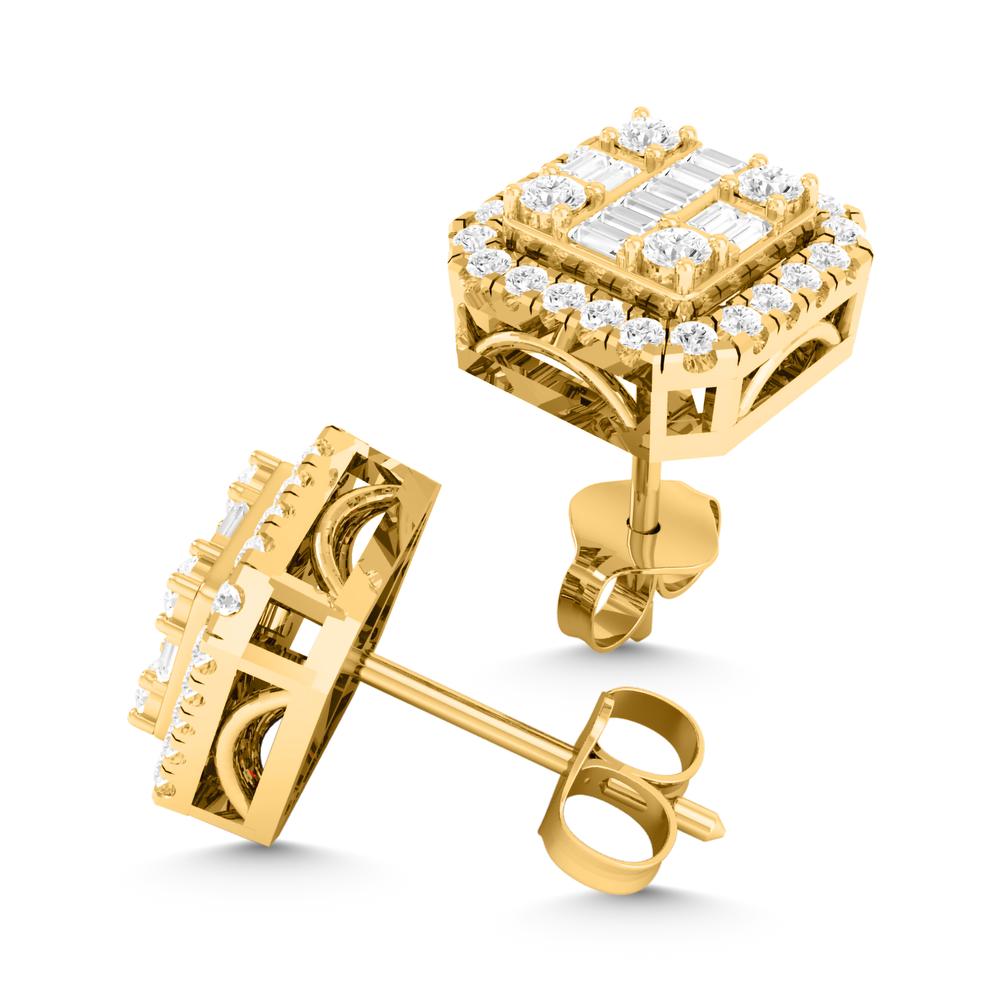 10 Karat Yellow Gold 0.50 Carat Diamonds Square Earrings-0130016-YG