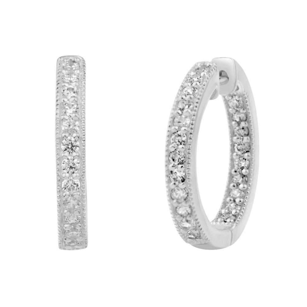 14 Karat White Gold 0.82 Carat Diamonds Classic Hoops-0132163-WG