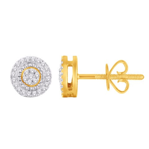 10 Karat Yellow Gold 0.10 Carat Diamonds Round Earrings-0133333-YG
