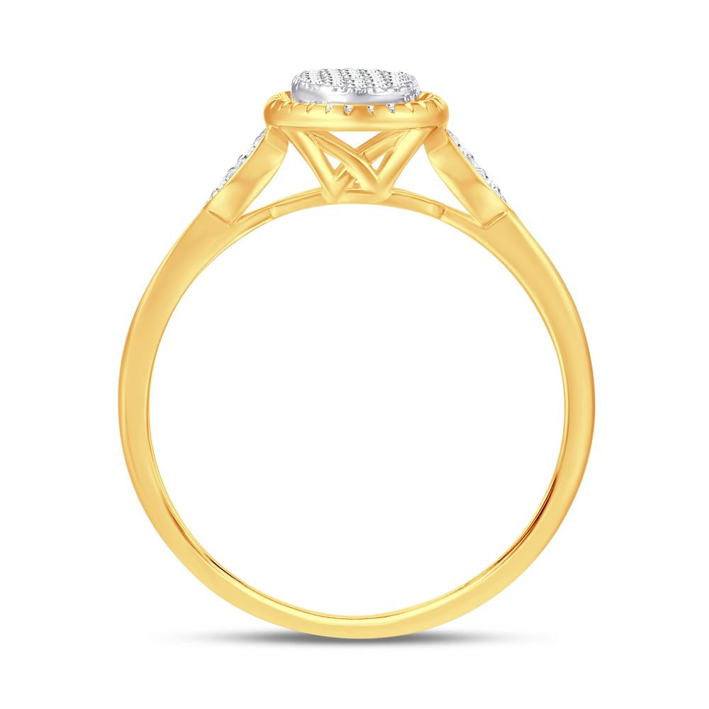 10 Karat Yellow Gold 0.14 Carat Diamonds Oval Ladies Ring-0224017-YG