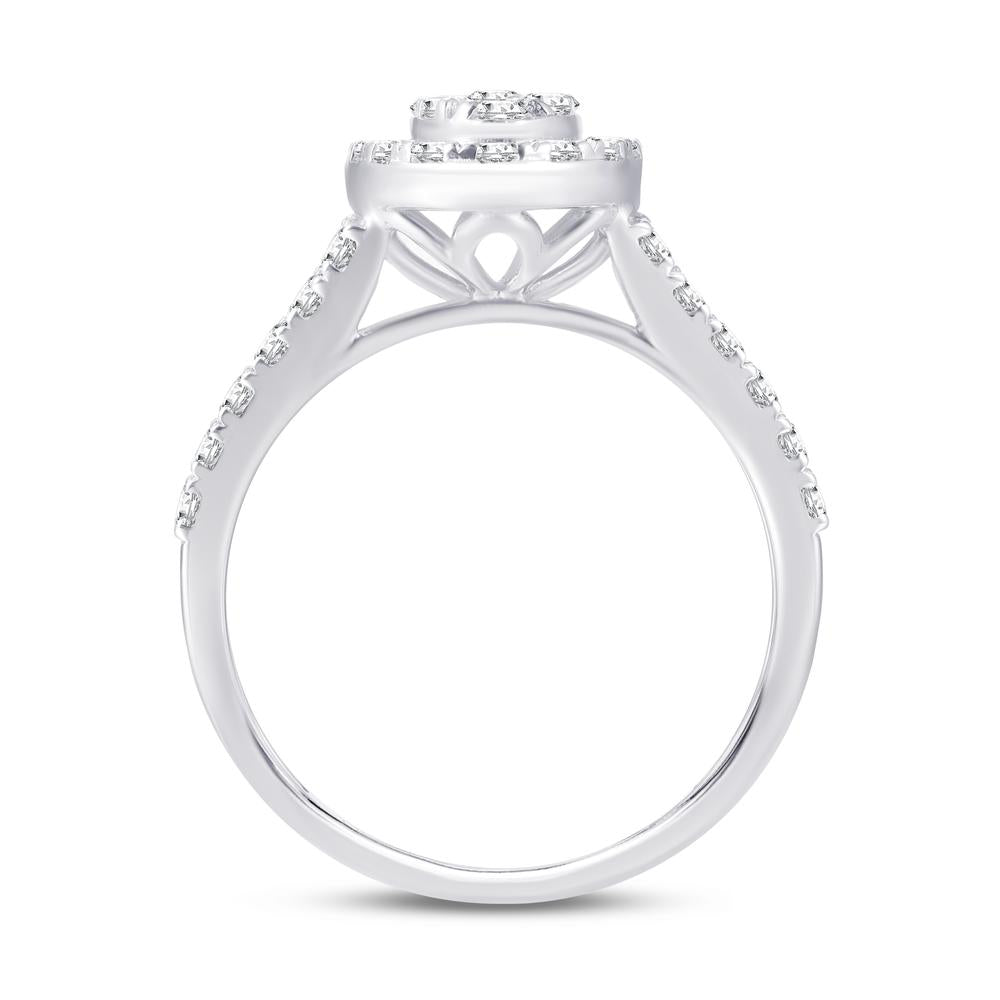10 Karat White Gold 0.99 Carat Diamonds Oval Ladies Ring-0224026-WG