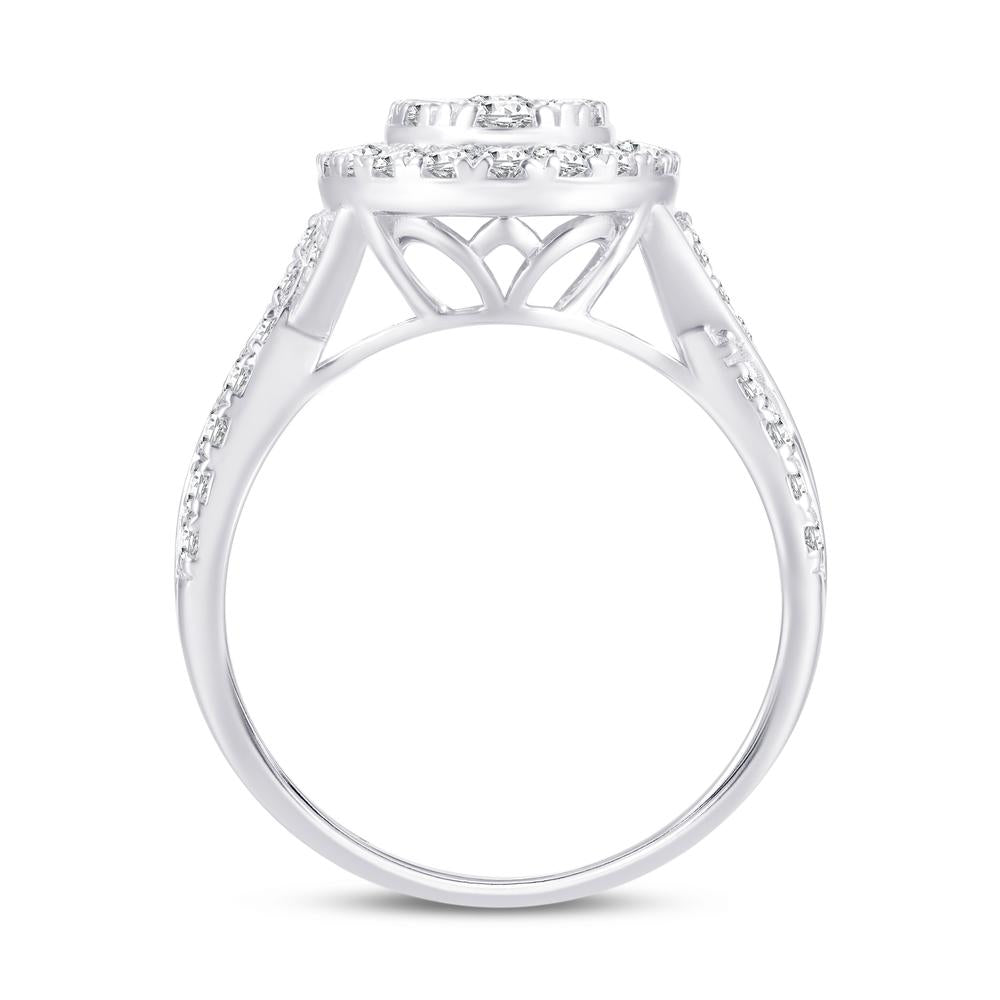 10 Karat White Gold 0.47 Carat Diamonds Oval Ladies Ring-0224027-WG