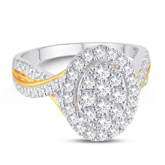 10 Karat Two-tone (White and Yellow) Gold 0.47 Carat Diamonds Oval Ladies Ring-0224027-WY