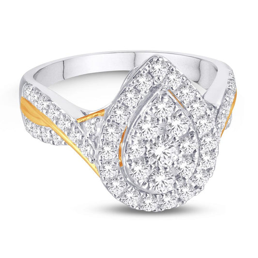 10 Karat Two-tone (White and Yellow) Gold 0.47 Carat Diamonds Pear Ladies Ring-0224030-WY