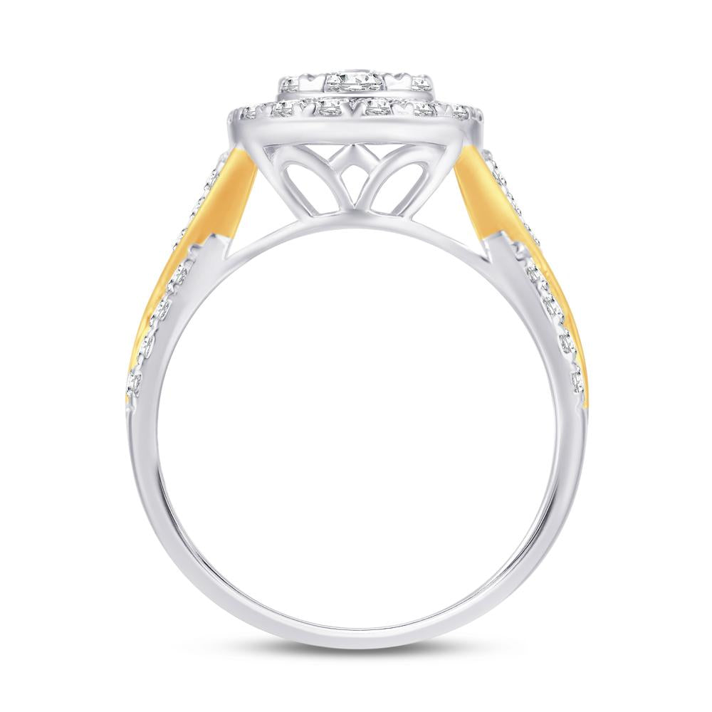10 Karat Two-tone (White and Yellow) Gold 0.47 Carat Diamonds Pear Ladies Ring-0224030-WY