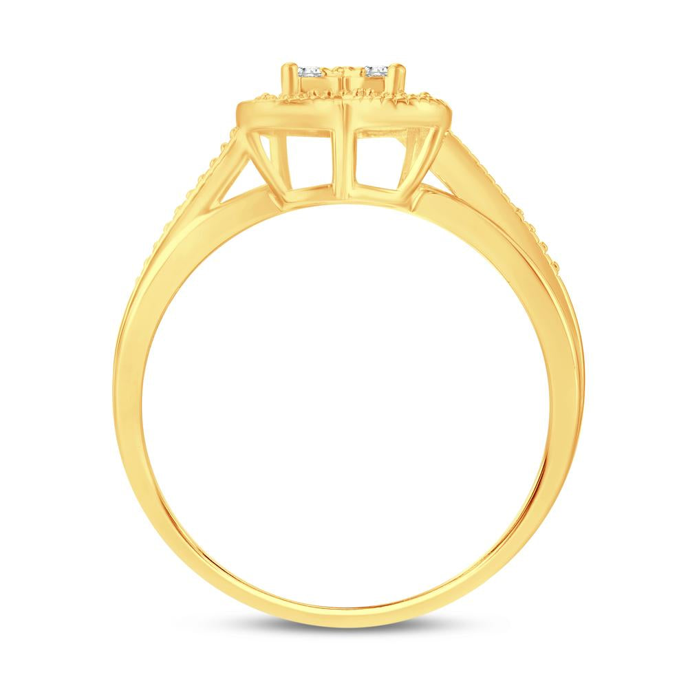 10 Karat Yellow Gold 0.08 Carat Diamonds Heart Ladies Ring-0224035-YG
