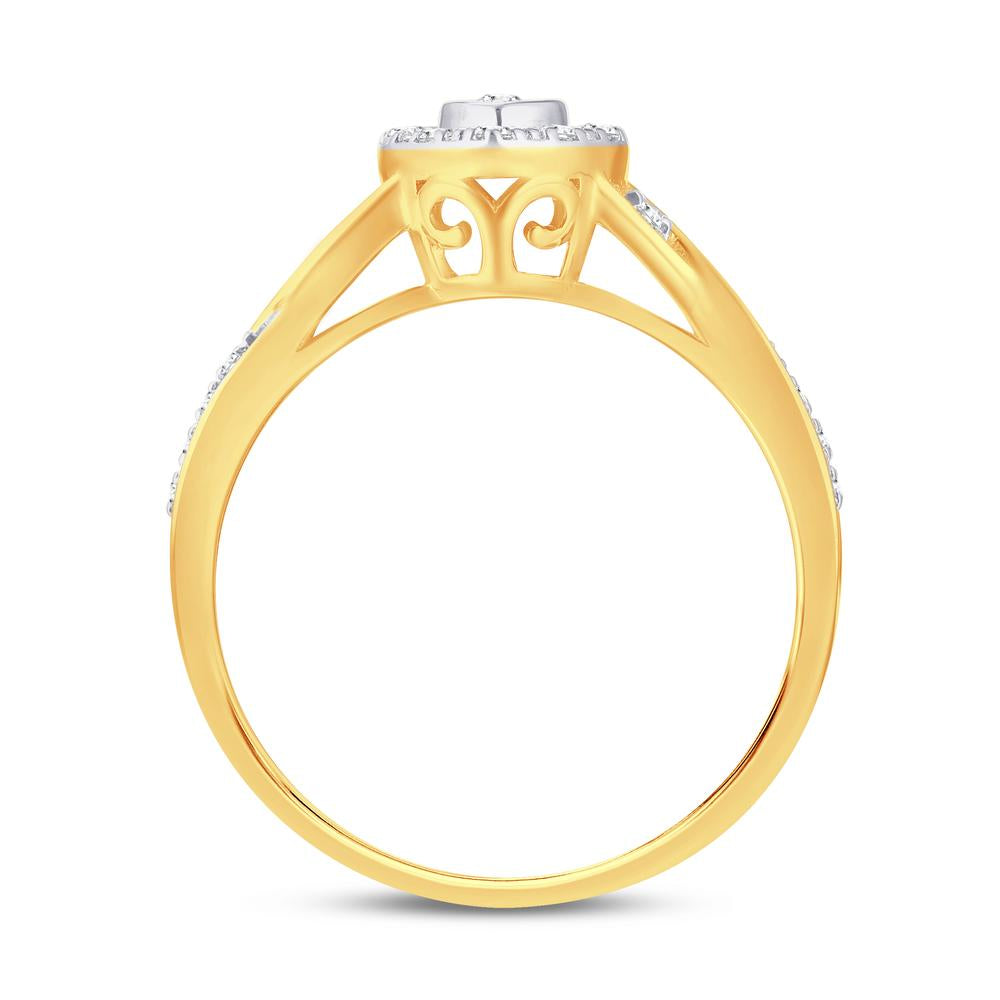 10 Karat Yellow Gold 0.19 Carat Diamonds Heart Ladies Ring-0224036-YG
