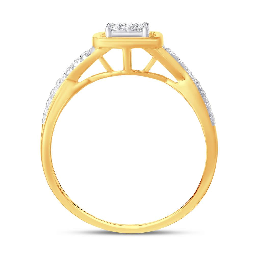 10 Karat Yellow Gold 0.14 Carat Diamonds Square Ladies Ring-0224037-YG