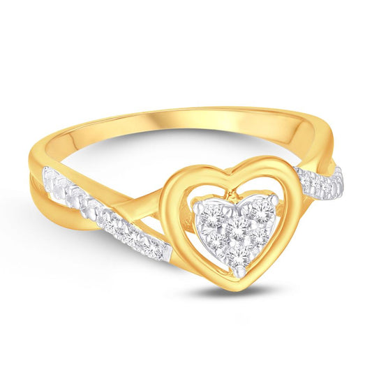 10 Karat Yellow Gold 0.12 Carat Diamonds Heart Ladies Ring-0224039-YG