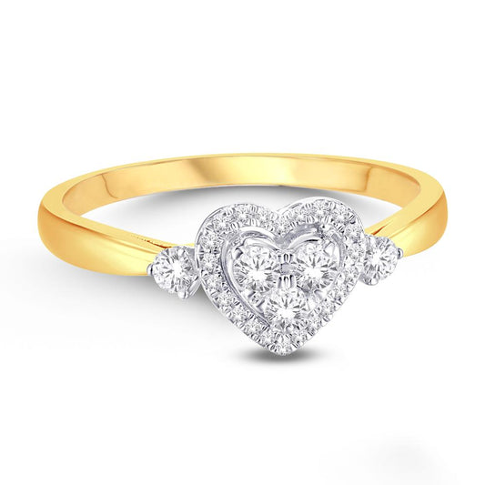 10 Karat Yellow Gold 0.24 Carat Diamonds Heart Ladies Ring-0224042-YG