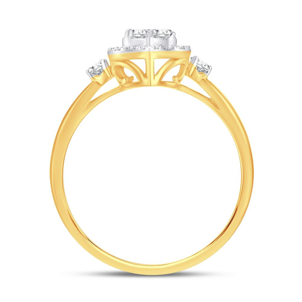 10 Karat Yellow Gold 0.24 Carat Diamonds Heart Ladies Ring-0224042-YG