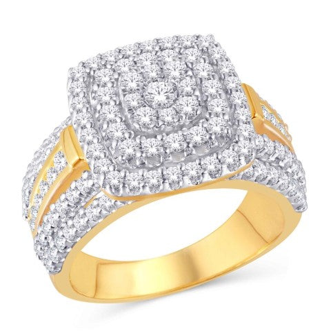 10 Karat Yellow Gold 1.50 Carat Diamonds Cushion Ladies Ring-0225561-YG
