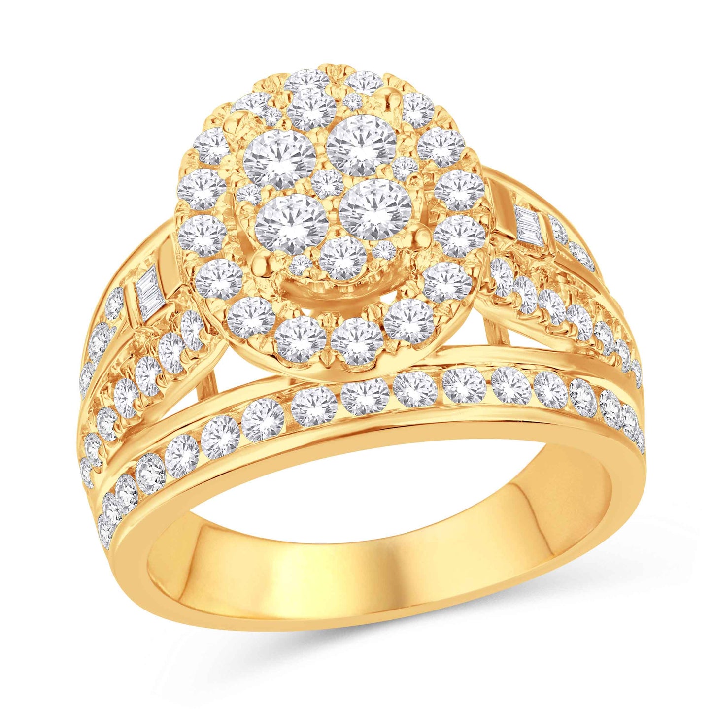 10 Karat Two-Tone (Yellow and White) Gold 1.92 Carat Diamonds Oval Ladies Ring-0225652-YW