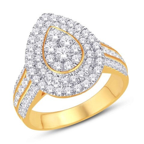 10 Karat Yellow Gold 1.39 Carat Diamonds Pear Ladies Ring-0225666-YG