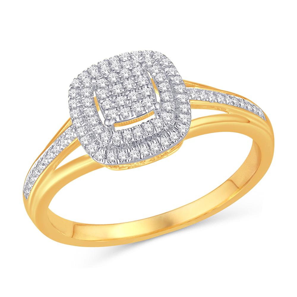 10 Karat Yellow Gold 0.18 Carat Diamonds Cushion Ladies Ring-0225675-YG