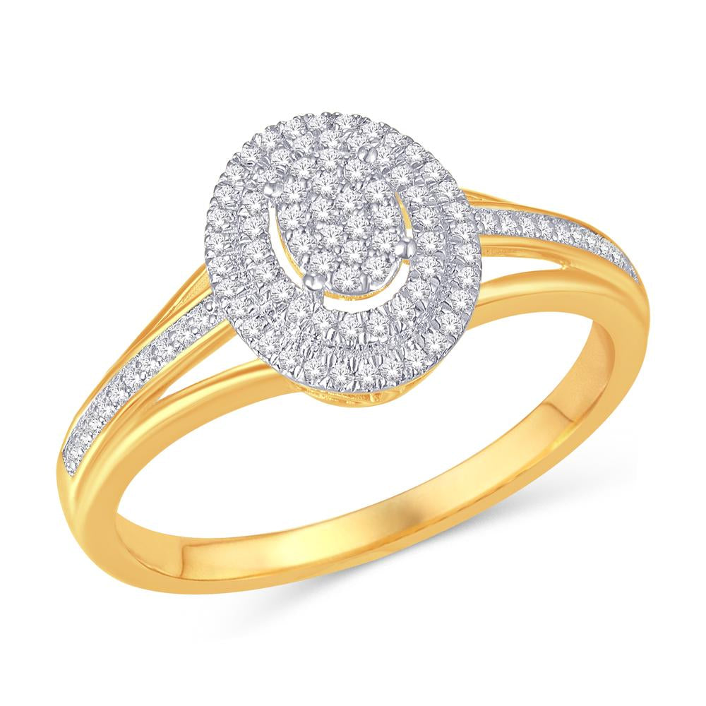 10 Karat Yellow Gold 0.17 Carat Diamonds Oval Ladies Ring-0225676-YG