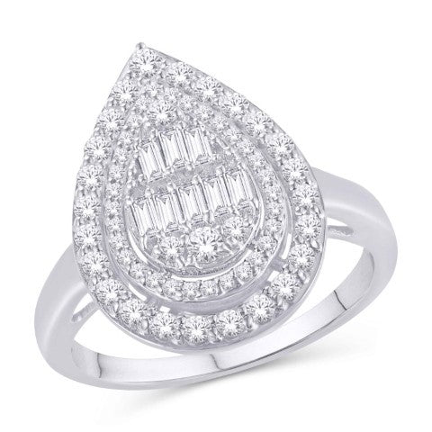 10 Karat White Gold 0.74 Carat Diamonds Pear Ladies Ring-0225714-WG