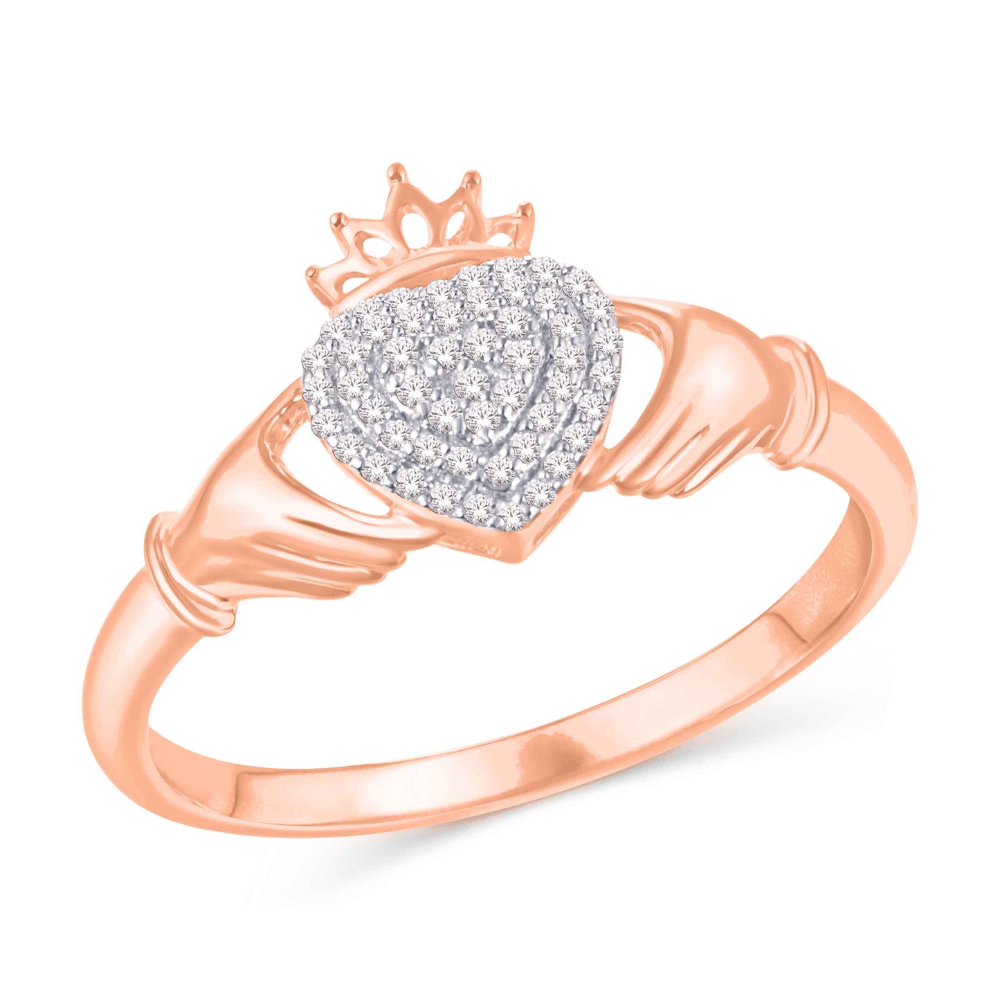 10 Karat Rose Gold 0.10 Carat Diamonds Heart Ladies Ring-0225743-RG