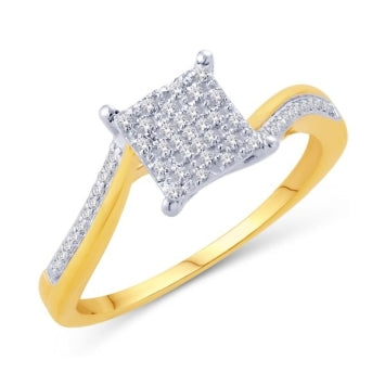 10 Karat Yellow Gold 0.10 Carat Diamonds Square Ladies Ring-0225971-YG