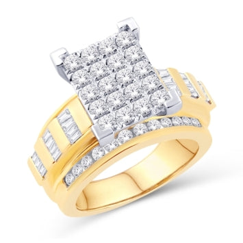 10 Karat Yellow Gold 0.50 Carat Diamonds Square Ladies Ring-0226087-YG