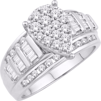 10 Karat White Gold 1.00 Carat Diamonds(L) Pear Cinderella Ladies Ring-0226137-WG