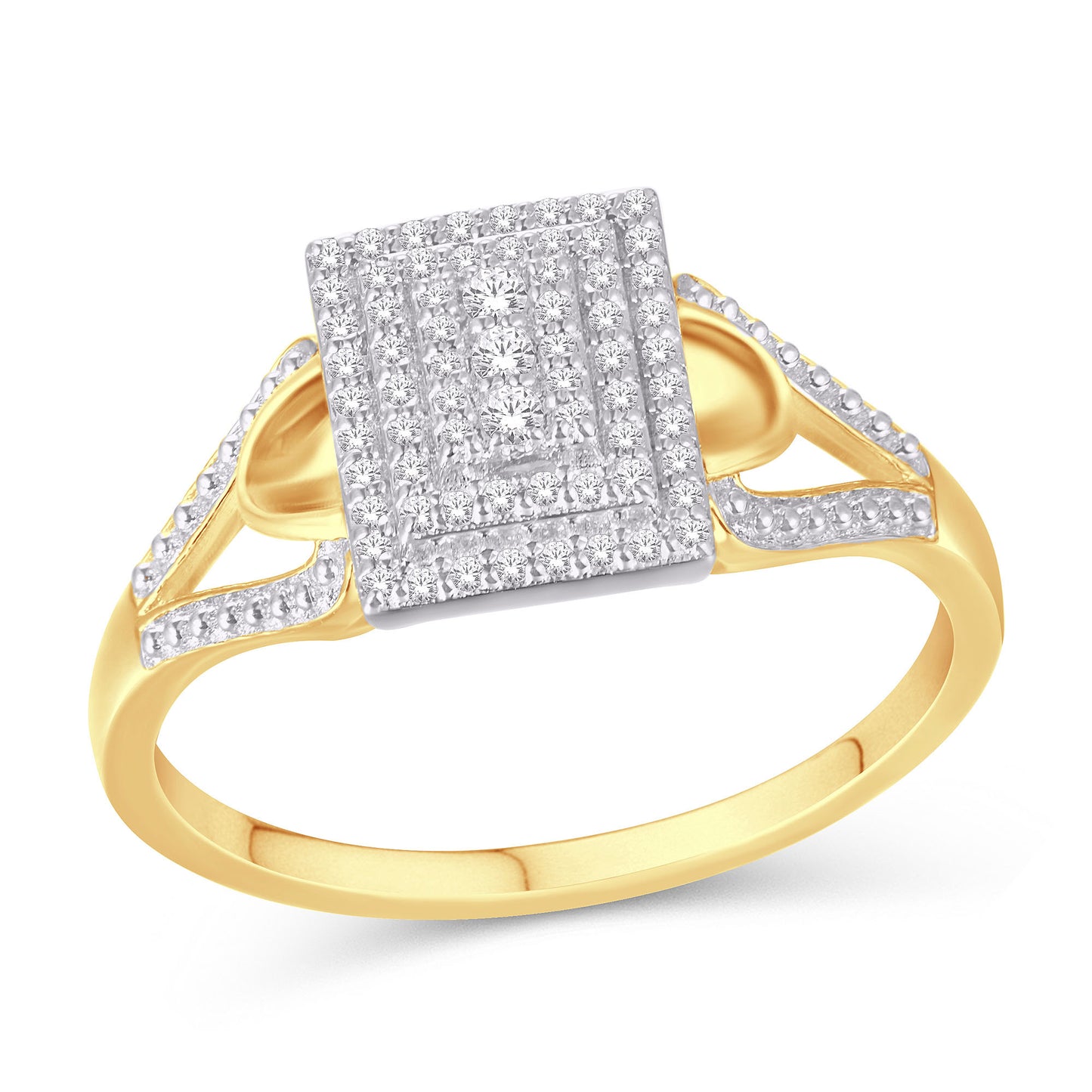 10 Karat Yellow Gold 0.15 Carat Diamonds Square Ladies Ring-0226278-YG