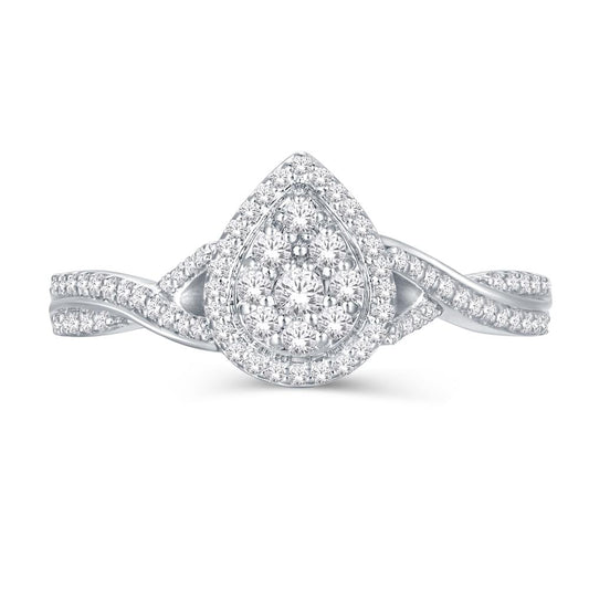 10 Karat White Gold 0.25 Carat Diamonds Pear Ladies Ring-0226282-WG