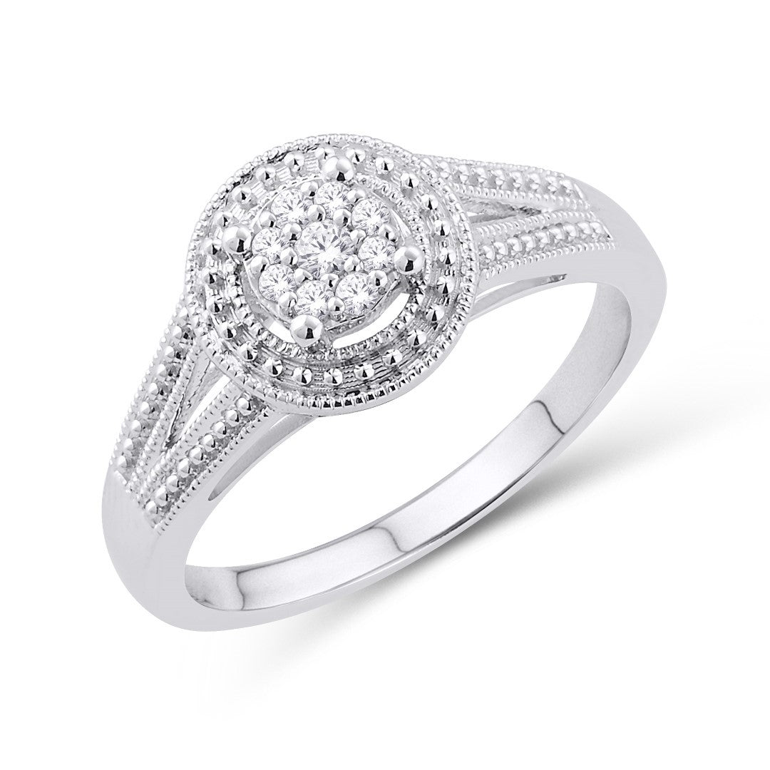 10 Karat White Gold 0.10 Carat Diamonds Round Ladies Ring-0226307-WG