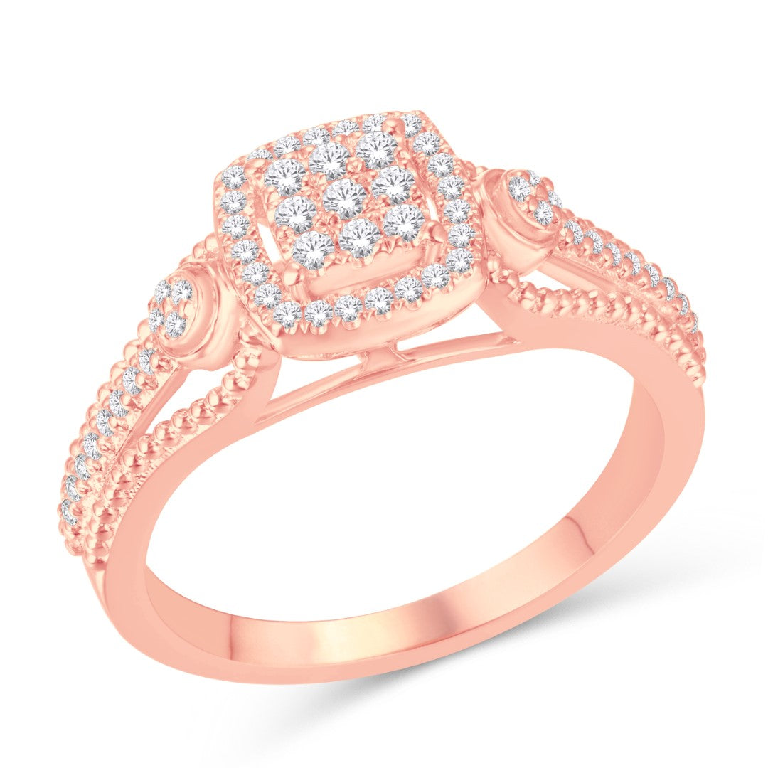 10 Karat Rose Gold 0.26 Carat Diamonds Cushion Ladies Ring-0226420-RG