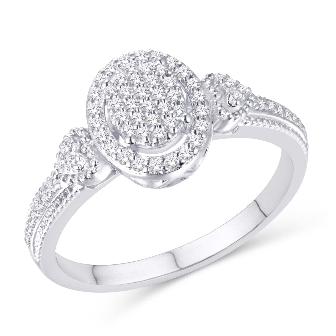 10 Karat White Gold 0.21 Carat Diamonds Oval Ladies Ring-0226426-WG